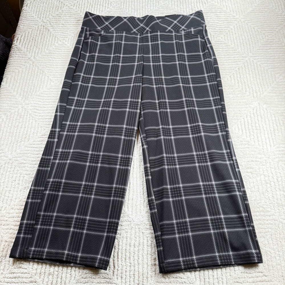 Torrid Studio Luxe Ponte Wide Leg Pant Women 2S Plaid Pull On Pixie Work Career